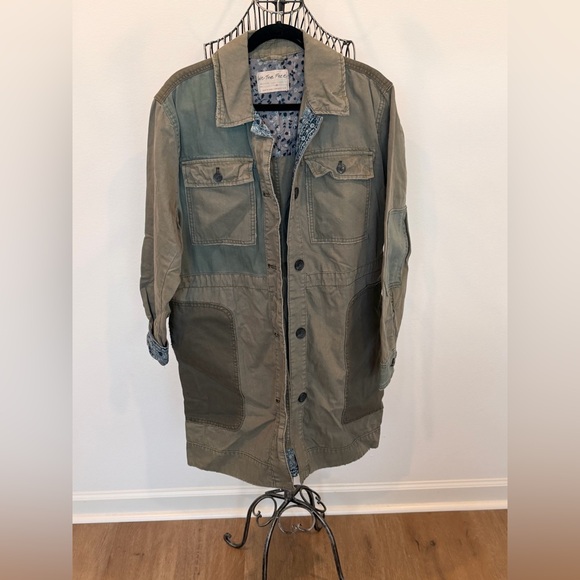Free People Jackets & Blazers - Free People Olive Patchwork Utility Jacket